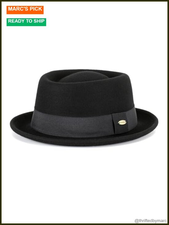 100% Wool Felt Fedora Hat Vintage Short Brim Trilby Pork Pie Hat Unisex